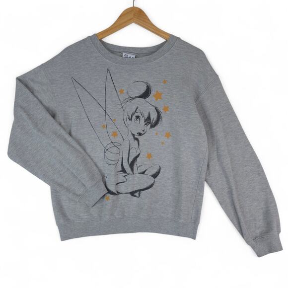 Disney Tinker Bell Sweatshirt Womens M (7-9) Crewneck Pullover Fairy Graphic - Picture 1 of 7